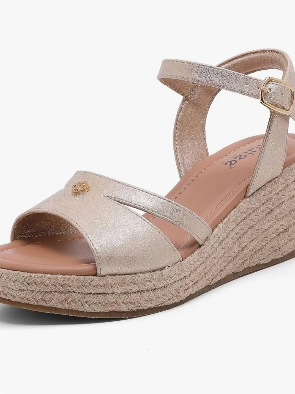 Brand New! Wide-width Wedge Espadrille Sandals in Champagne Metallic (Size:11.5)